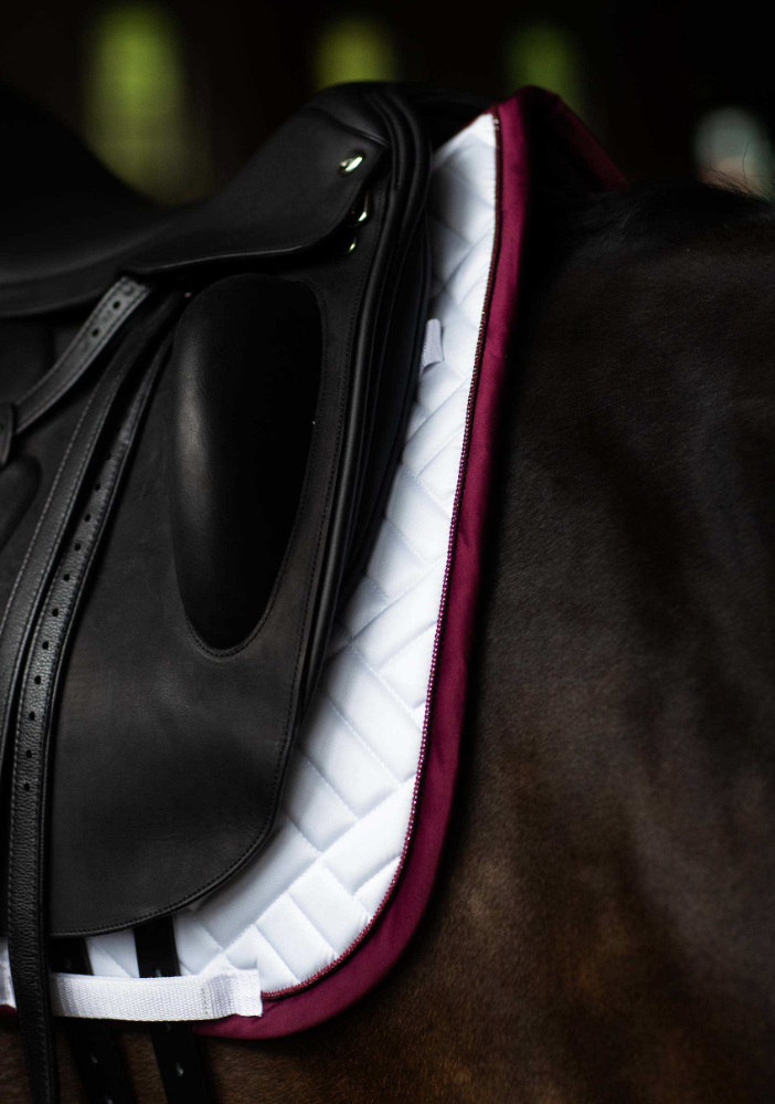 Equestrian Stockholm Modern White with Merlot Saddle Pad - Dressage
