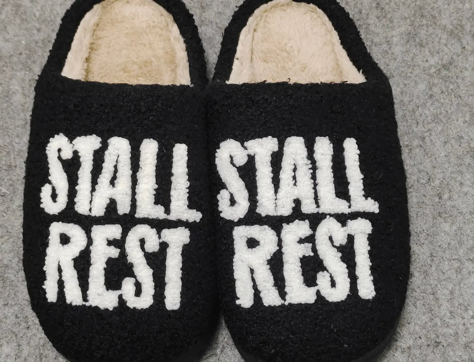 Stall Rest Fuzzy Slippers Slip Ons Dreamers & Schemers