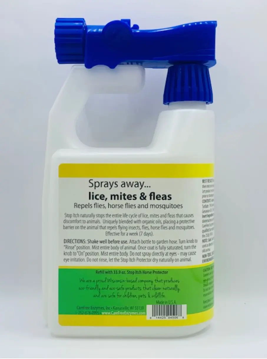 Stop Itch Ground + Flying Insect Horse Protector 32oz hose spray Carefree Enzymes