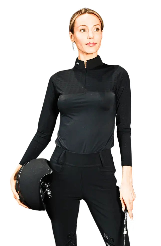 Ultra Breathable Long Sleeve Shirt - Black, White  UPF 50 Armateq