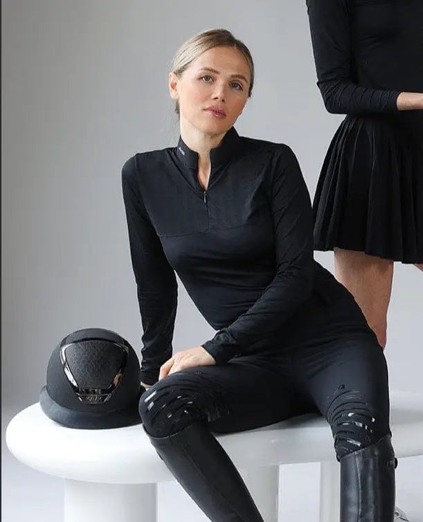 Ultra Breathable Long Sleeve Shirt - Black, White  UPF 50 Armateq