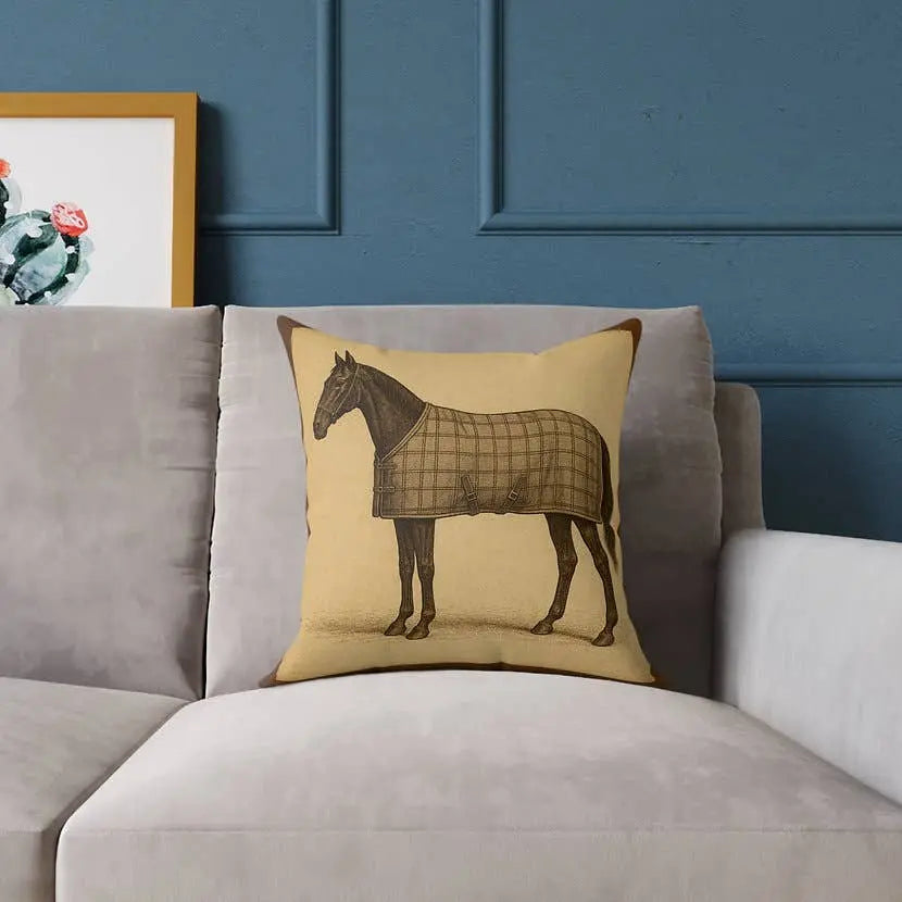 Vintage Sweater Weather Horse Canvas Square Pillow Equine & Design, LLC