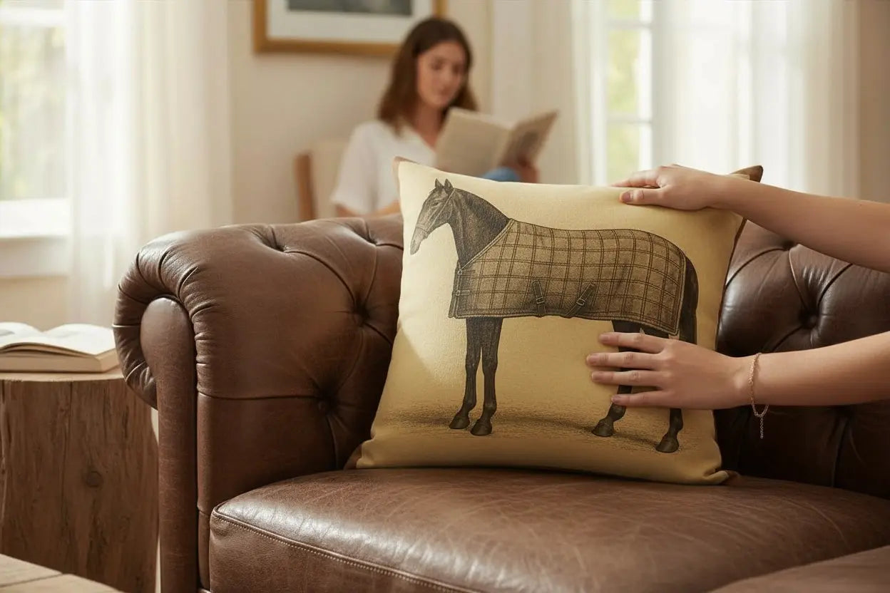 Vintage Sweater Weather Horse Canvas Square Pillow Equine & Design, LLC