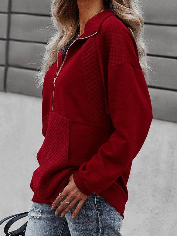 Sofia Quilted Deep Zip Pullover