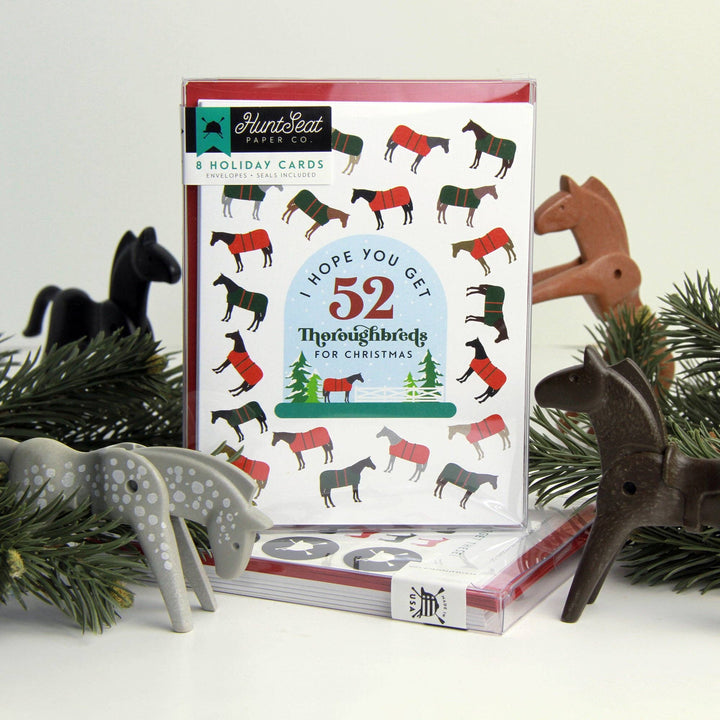 52 Thoroughbreds Horse Christmas Card for Equestrians (set of 8)