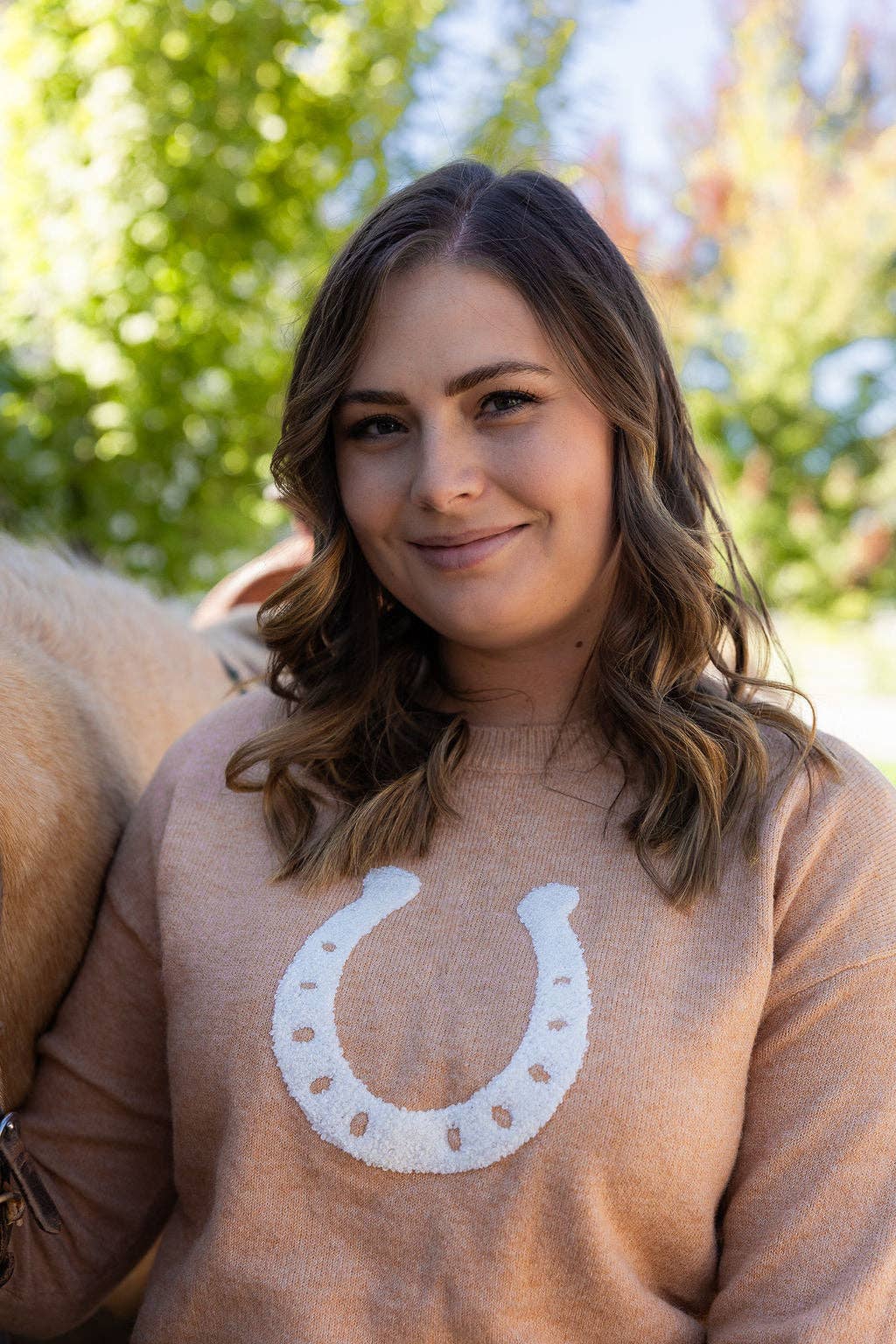 Lucky Horseshoe Cropped Sweater - Benefits Bridle Up Hope