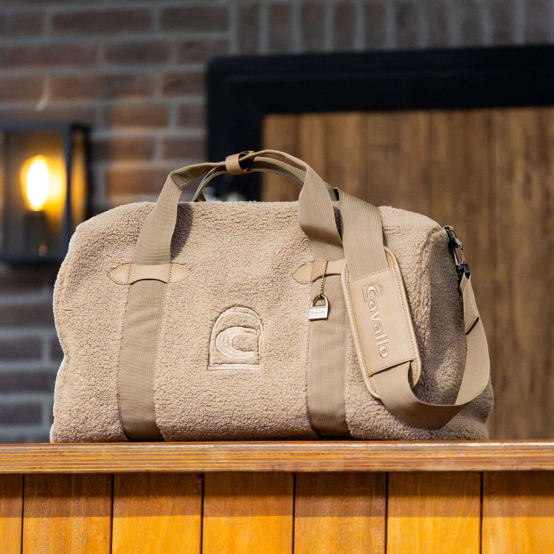 Cavallo Cavallurei teddy fleece weekender bag in Peanut