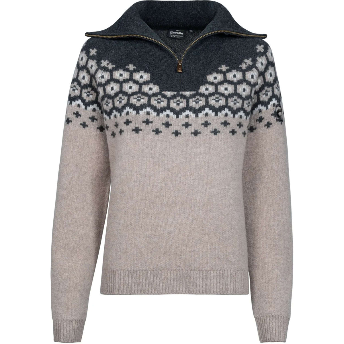 Cavallo Cavalleara wool half-zip sweater in Peanut, front