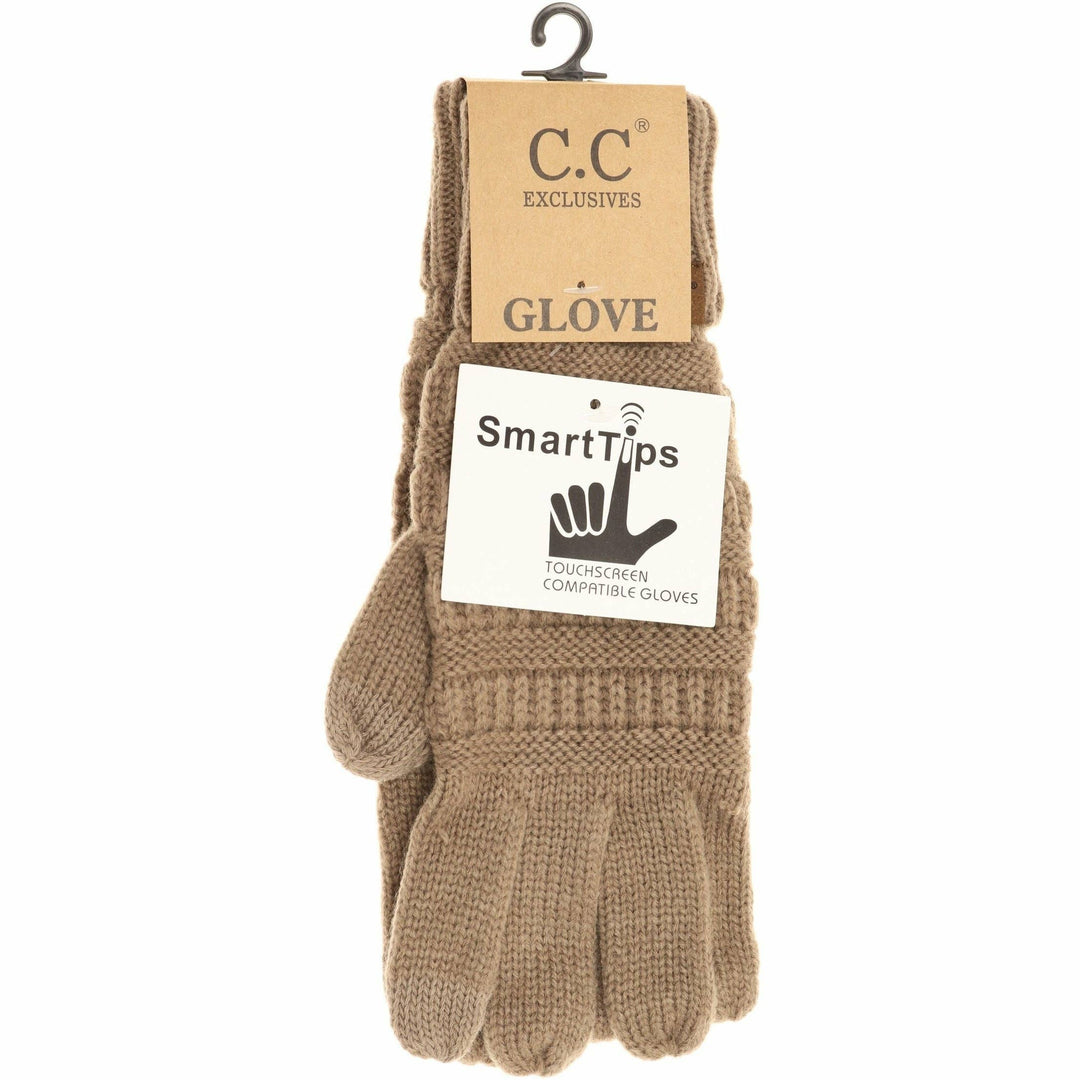 Solid Cable Knit CC Gloves