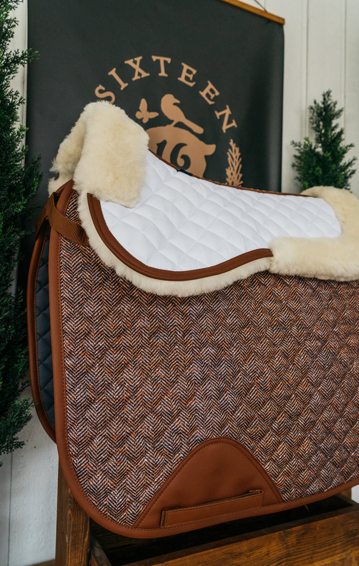 Herringbone & Cognac Saddle Pad