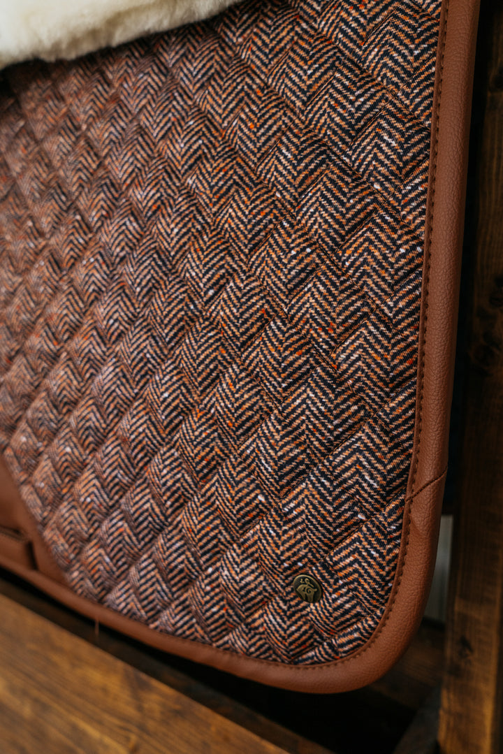 Herringbone & Cognac Saddle Pad